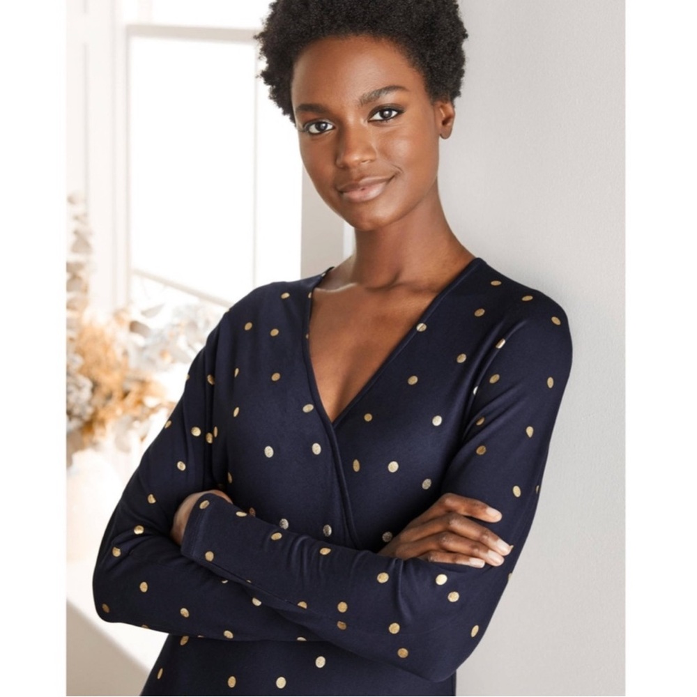 Boden Gemma Jersey Dress‎ size 4 blue and metallic polka dot - Picture 3 of 14